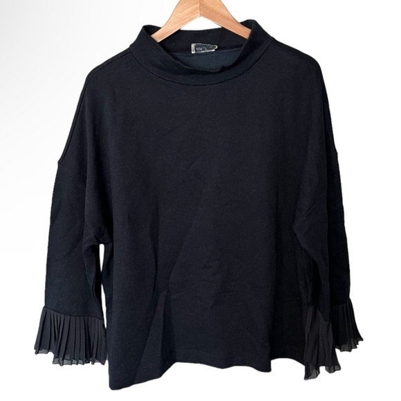 NWT Wrap London Pleated Sleeve Back Mock Neck Pullover Sweater - Picture 2 of 11